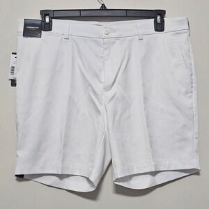 Men's Shorts 38 X 7 White Straight Fit Flat Front Play Performance Stretch 0982